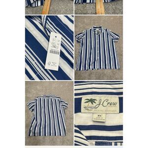 J.crew button up shirt mens sz X-Large blue pinstripes short sleeve top nwt
